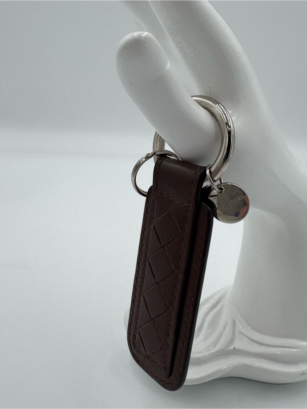Bottega Veneta Brown Intrecciato Leather Key Ring - Unisex